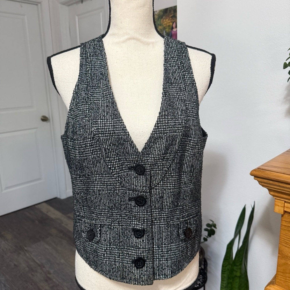 Michael Kors black houndtooth vest black size 8